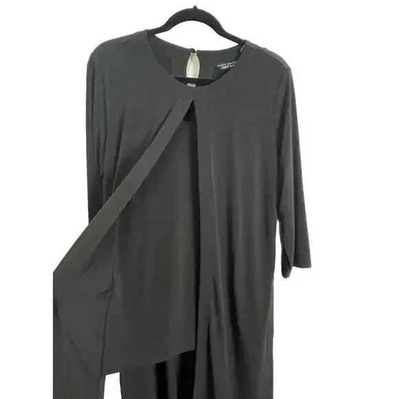 Susan Graver Liquid Knit‎ Black Tunic Duster Size M – Attached Shirt Layer - Picture 2 of 5